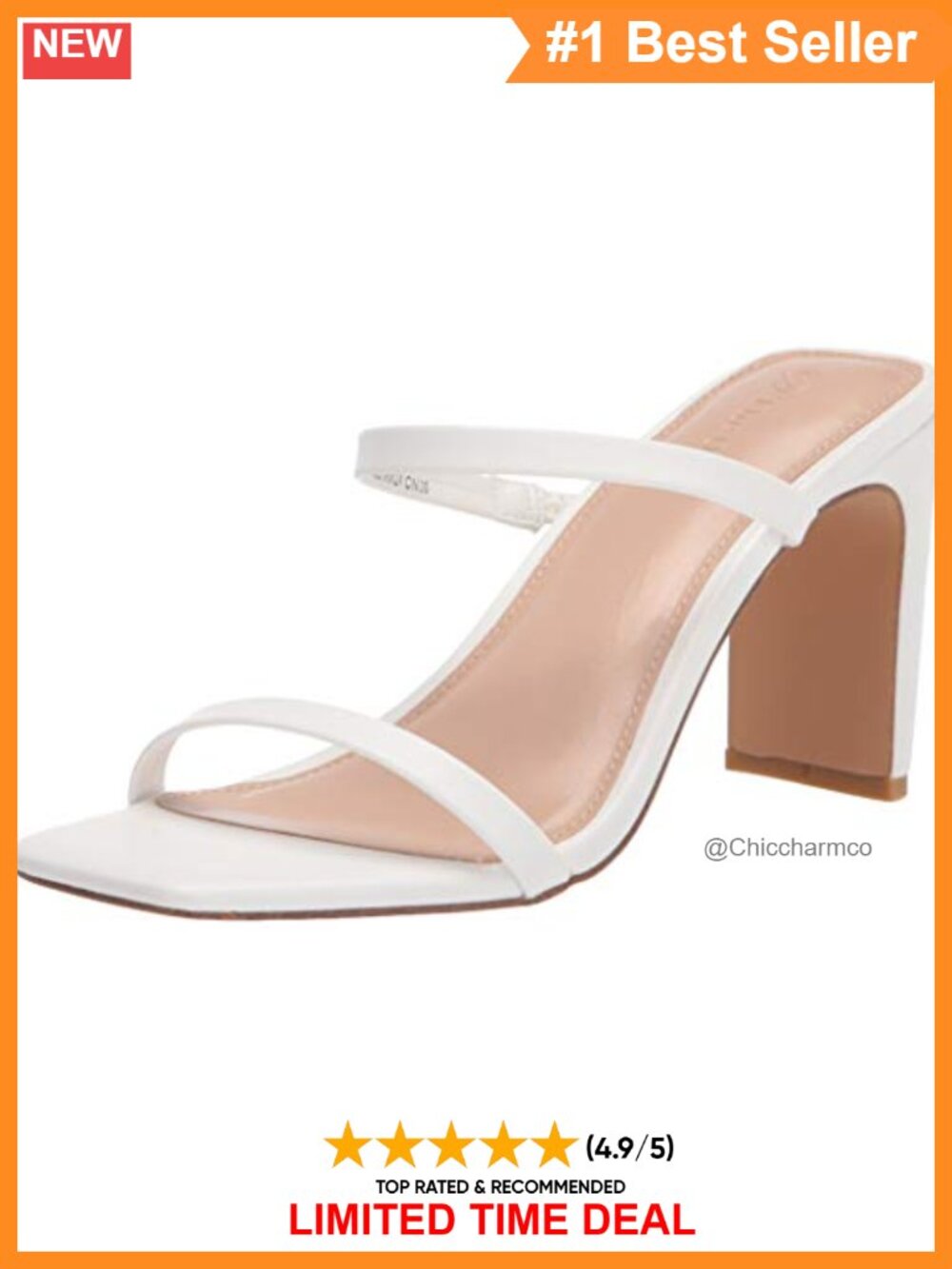 Square Toe Two Strap High Heeled Block Sandal PU 3 Inch Special Occasion